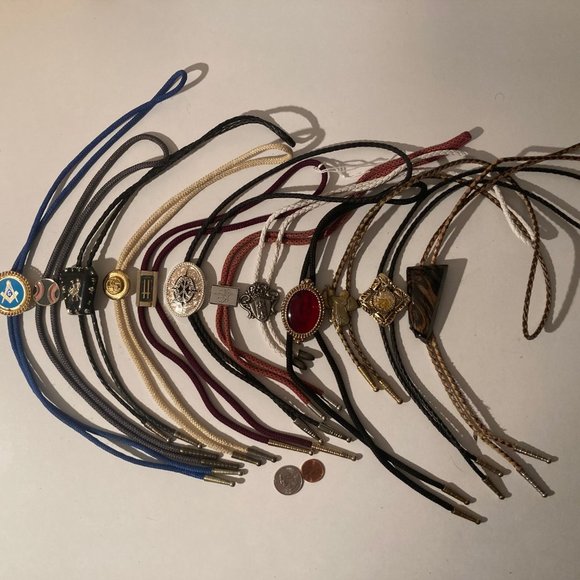 Vintage Lot of 12 Metal Bolo Ties, Nice Designs, Horse, Quality, Heavy Duty, Mad